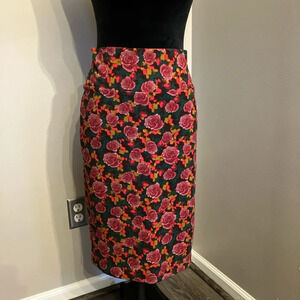 LuLaRoe Pink Rose Print Pencil Skirt